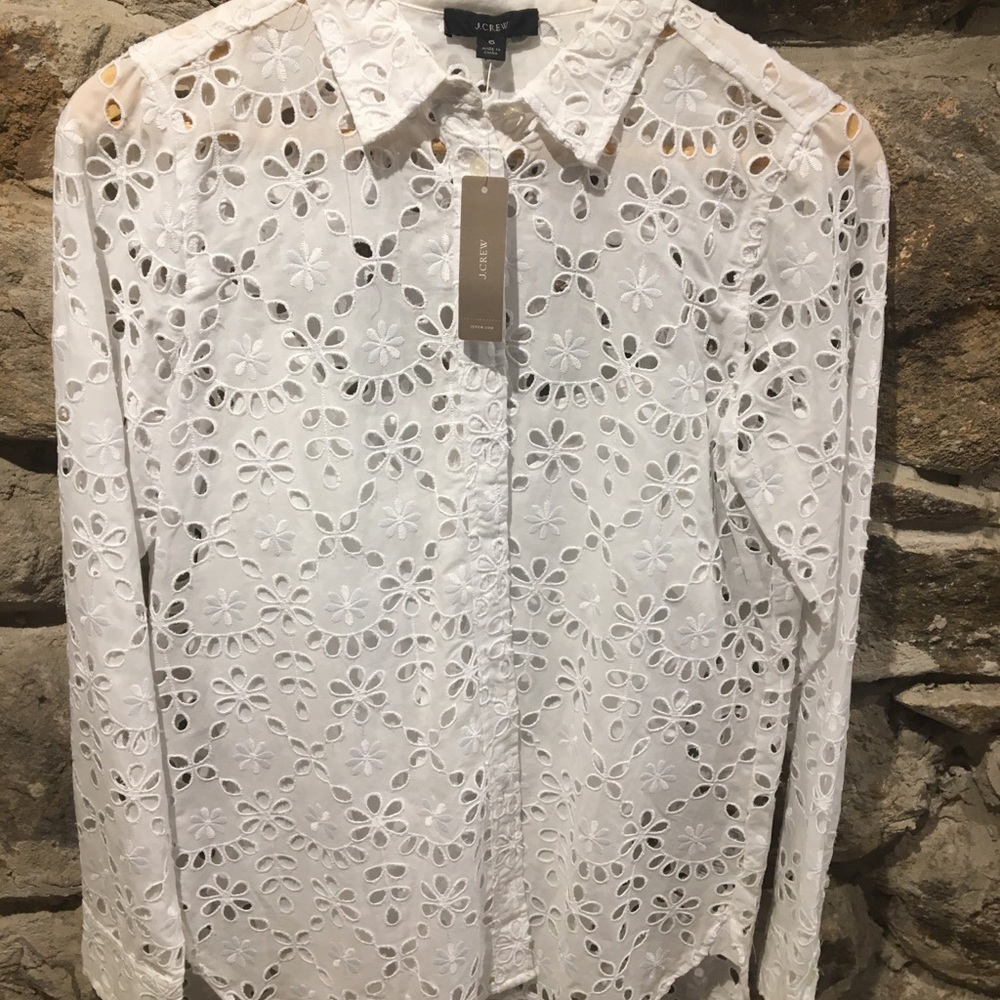 NWT J. Crew button up eyelet top